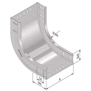 KABELBAAN STIJGBOCHT 200MM - 90°